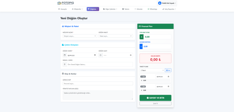 Detaylı Düğün Yönetimi