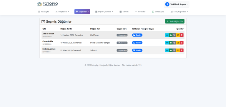 Geçmiş Düğünler