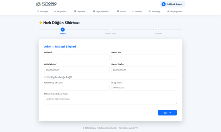 Hızlı Düğün Sihirbazı