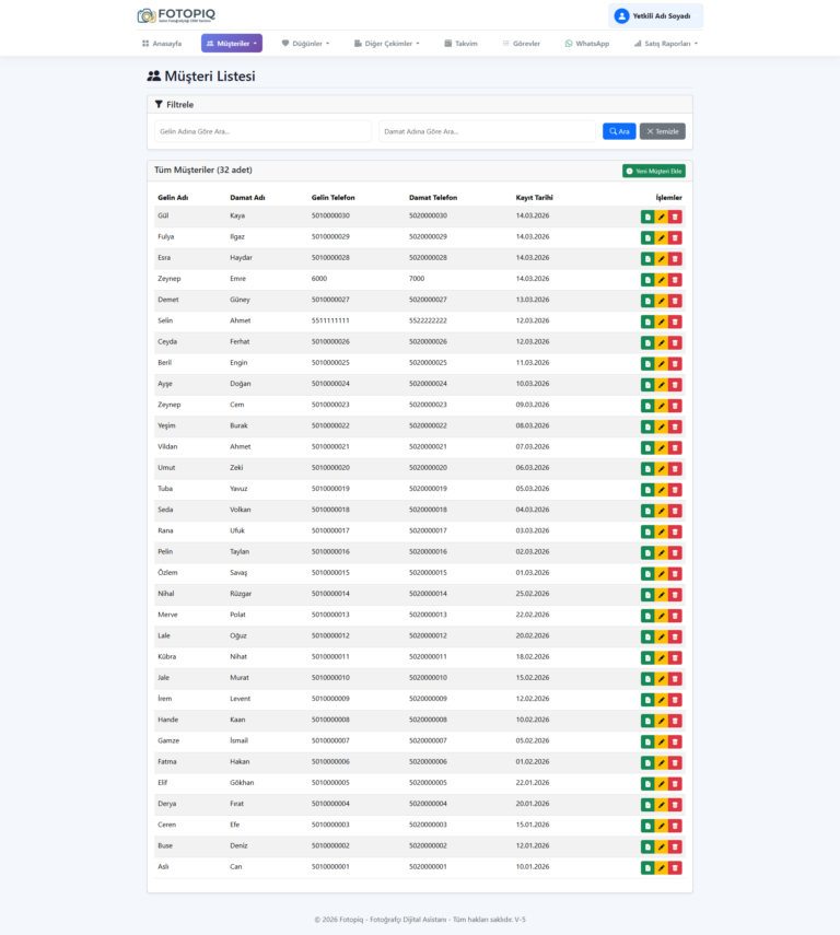 Müşteri Portföyünüz