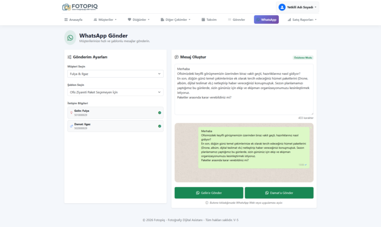 WhatsApp Şablon Entegrasyonu